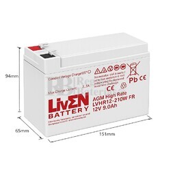 Bater�a 12 Voltios 9 Amperios Long Life | LVHR12-210W Liven Battery